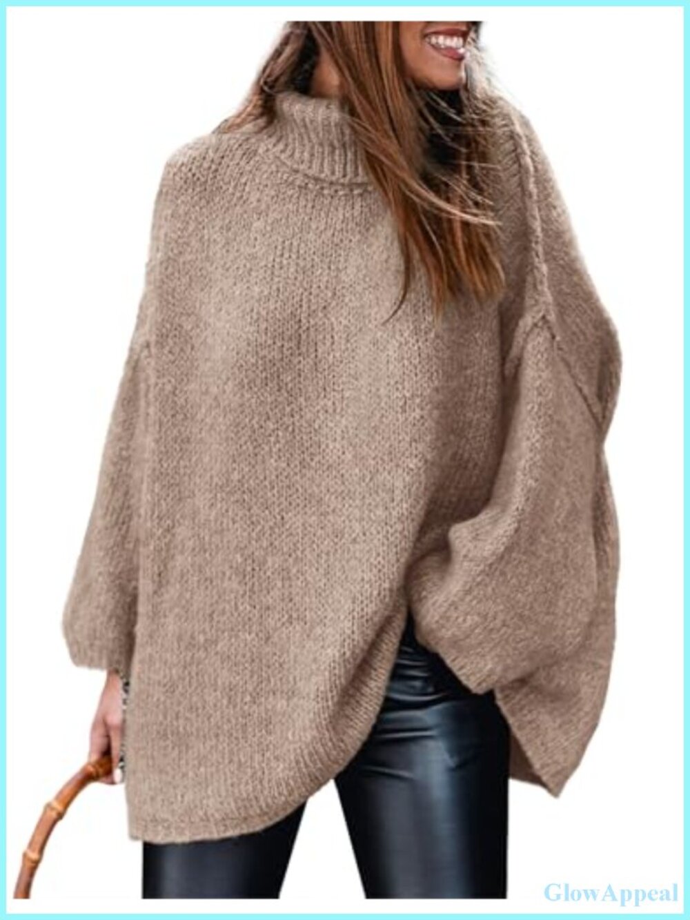 Turtleneck Long Sleeve Chunky Knit Pullover Sweater